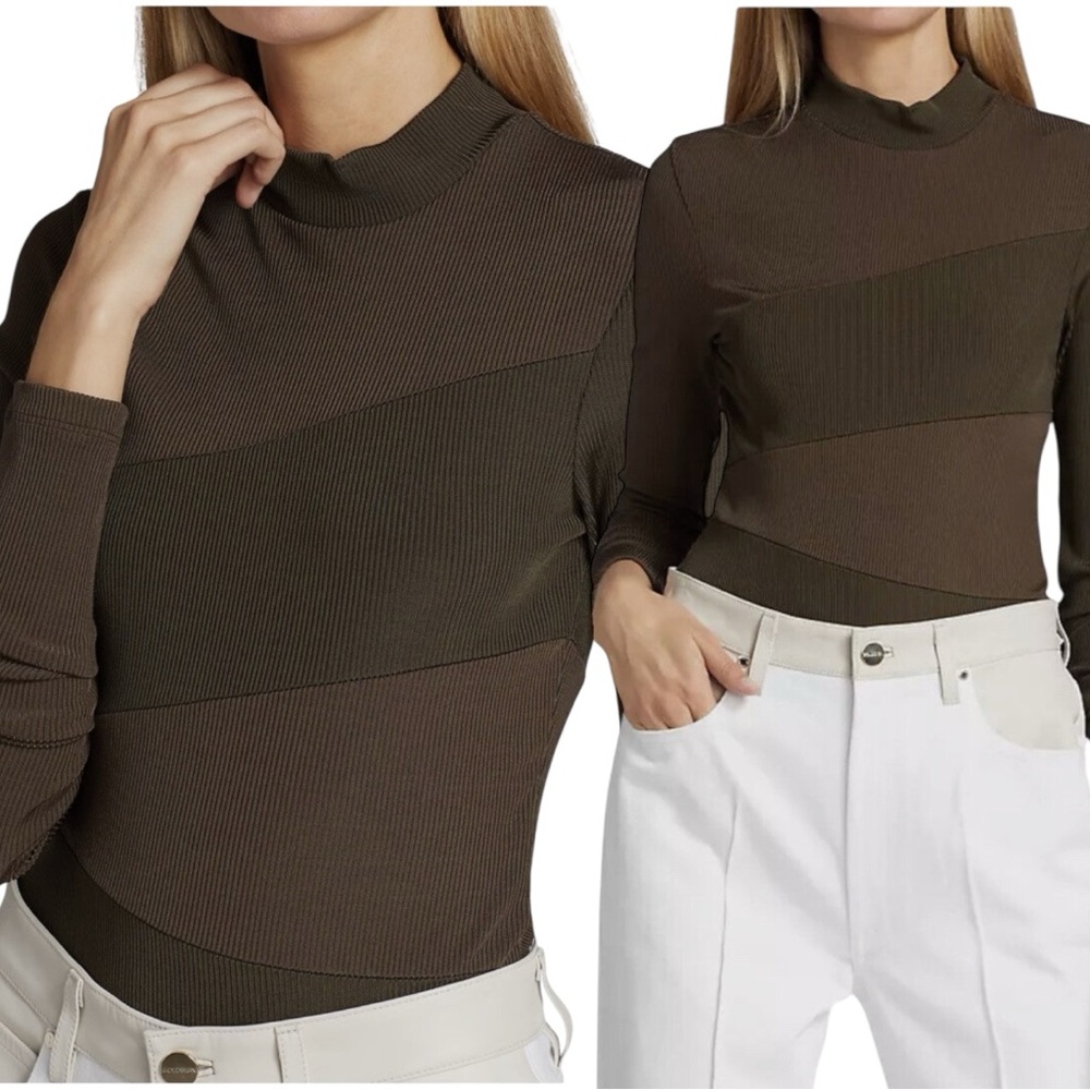 NWT Goldsign Pieced Mock Neck Bodysuit - Picture 2 of 9